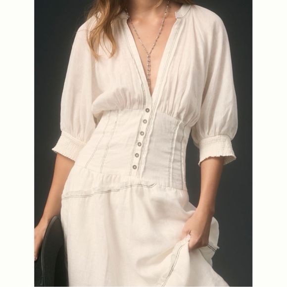 ❌Sold-Anthropologie V-Neck Corset Dress - Picture 4 of 15